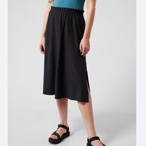 Athleta Savannah Midi Lightweight Travel Skirt Black XS
